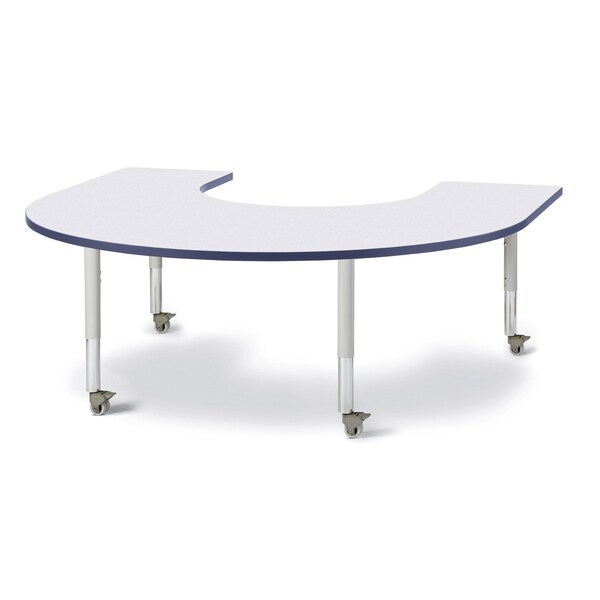 Berries Horseshoe Activity Table, 66 in. x 60 in., Mobile, Freckled Gray/Navy/Gray